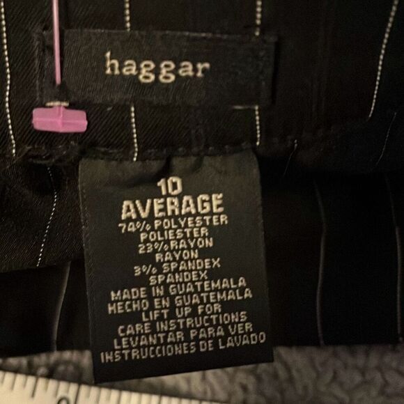 Haggar size 10 black with white pin strip dress pants - 2743 - Picture 3 of 3